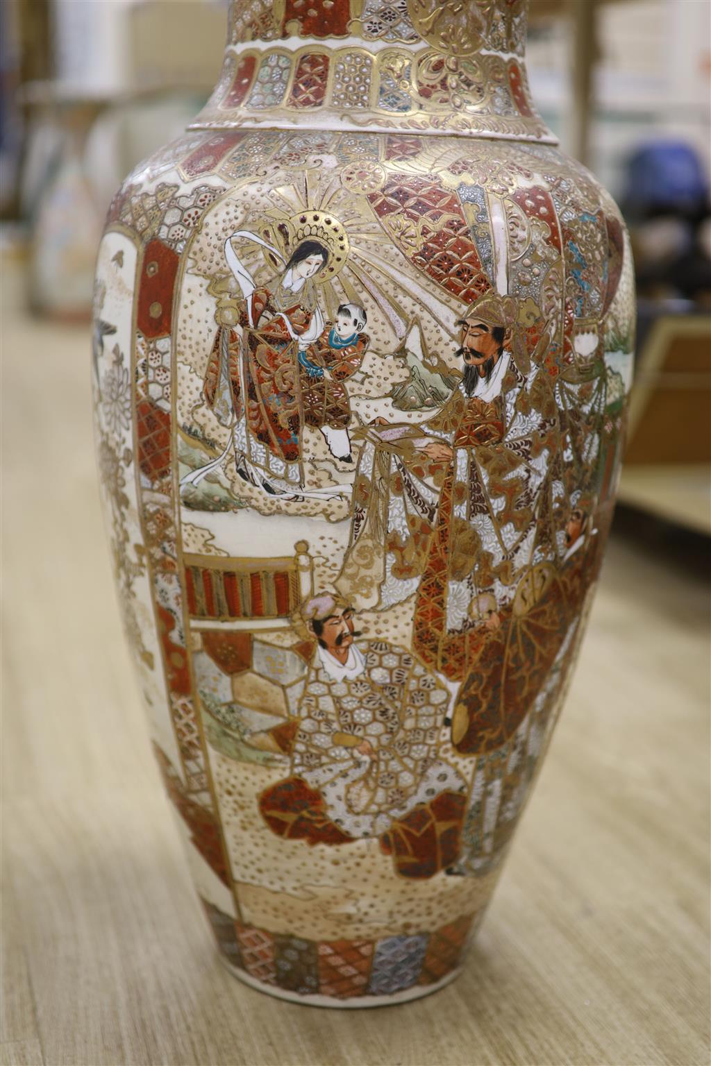 A large Satsuma pottery vase, height 63cm